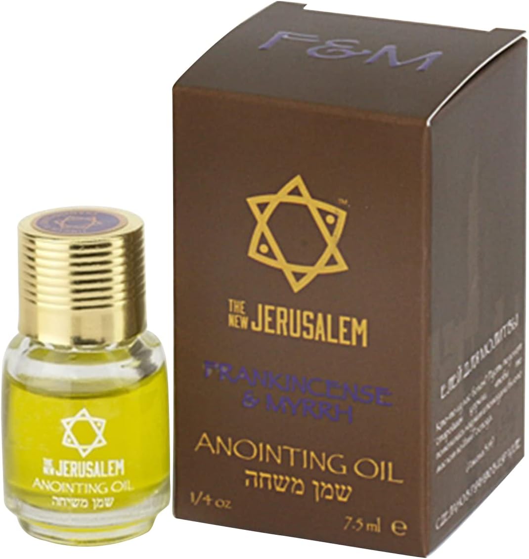 Frankincense and Myrrh Anointing Oil from Israel, Holy Spiritual Oils Bottles from Jerusalem Blessed, Handmade with Natural Ingredients and Blessed for Wedding Ceremony, Religious Use, 0.25 Fl Oz