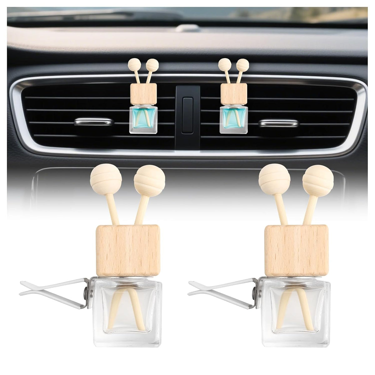 2PCS Car Diffuser Bottle with Vent Clip