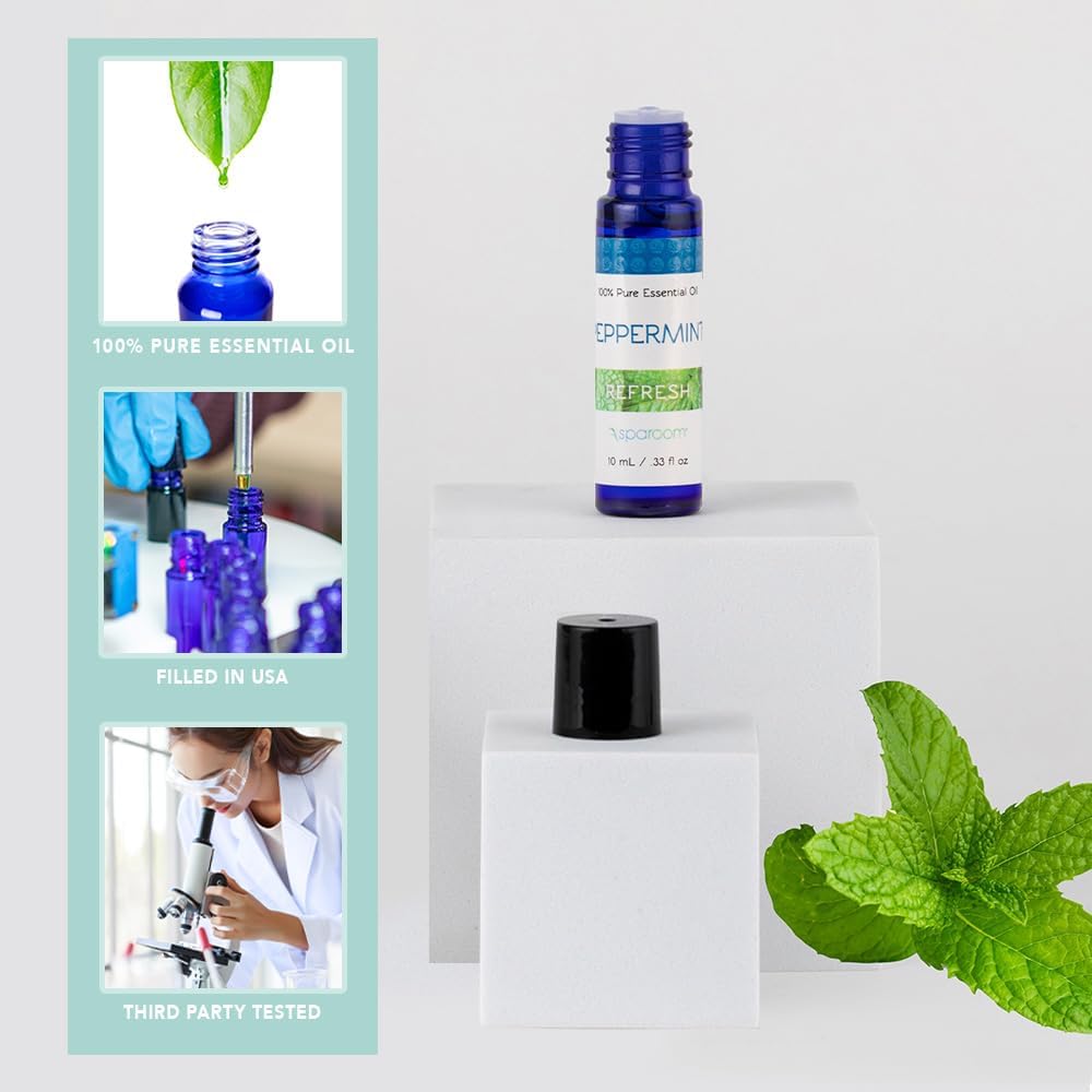 SpaRoom Aromatherapy 100% Pure Essential Oil Blends for Diffusers and Air Freshners, Refresh Peppermint, 10 mL