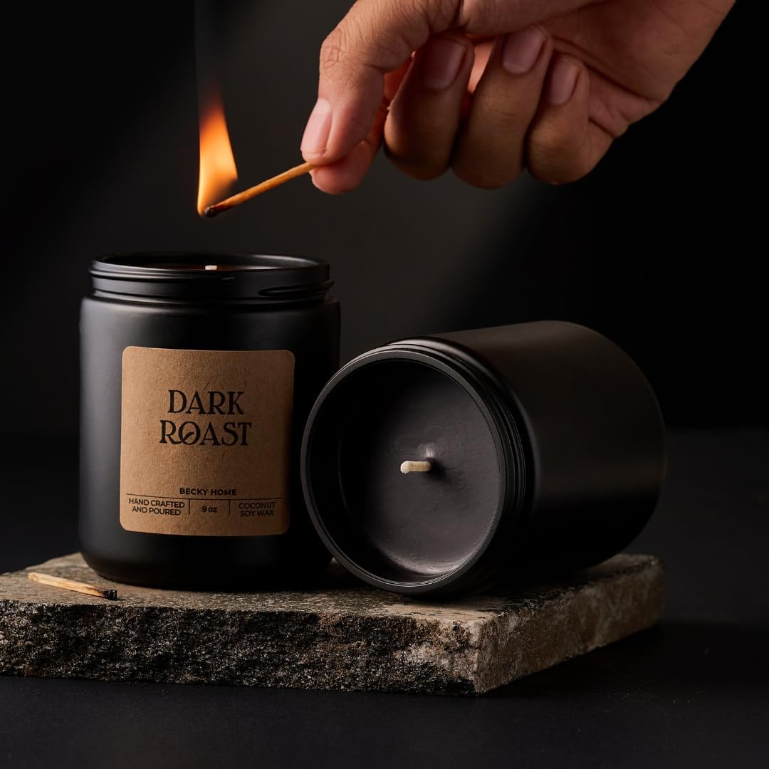 9oz Scented Candle for Men, Coffee Scented, Men Scented Candle, Long Lasting Masculine Scents, Natural Coconut Jar Candle for Home, Bachelor Pad Decor, The Perfect Mens Gift