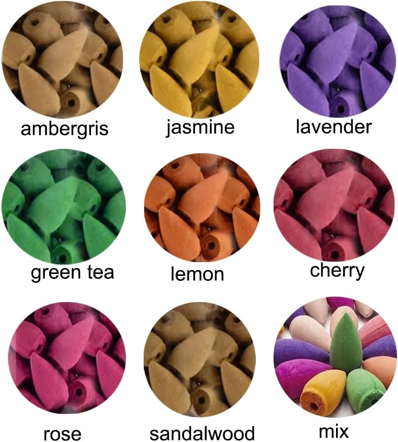 Rose Backflow Brown Incense Cones, Long Lasting Aroma for Positivity & Pure Air,Wood Powder,Aromatherapy for Stress Relief, Air Purifier & Cleansing, Gift Set - Pack of 50 Cones