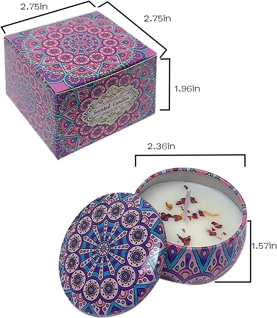 Scented Candles, Blue Wind Chimes Aromatherapy Candles for Home, Long Burn Scented Candles with Lid, Sustainable Use of Tin Boxes