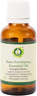 R V Essential Eucalyptus Essential Oil | Eucalyptus Globulus | Aromatherapy | for Diffuser, Hair, Face, Skin, Body Massage | 100% Pure Natural | Steam Distilled | Therapeutic Grade | 5ml | 0.169oz