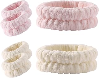 Wrist Towels for Washing Face for Women,Men, Microfiber Spa Wristbands Absorbent Face Washing Wristbands Headband Set Prevent Liquid from Spilling