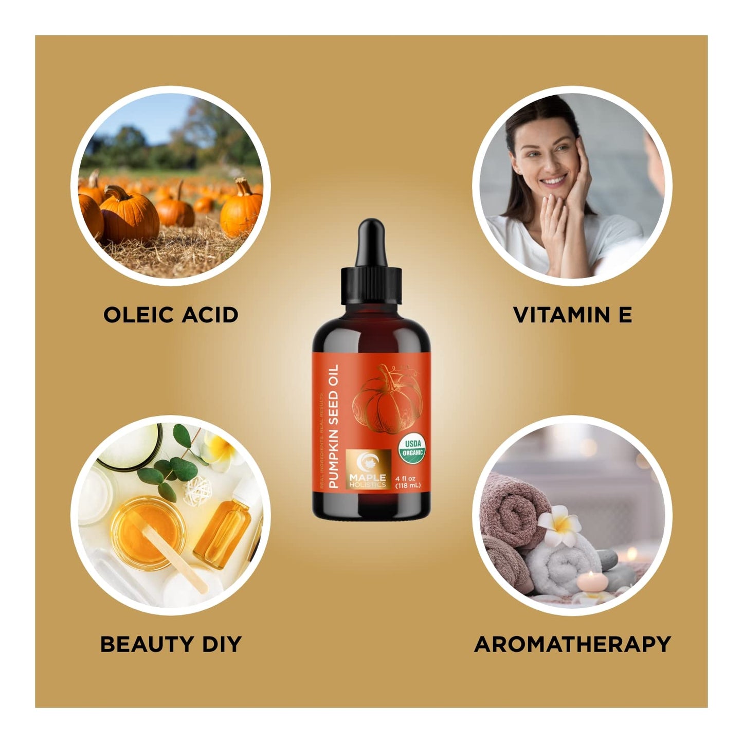 Certified Organic Rosemary and Pumpkin Oils - Pure USDA Organic Rosemary Essential Oil for Hair Skin and Nails plus Aromatherapy with Certified Organic Pure Pumpkin Seed Oil for Hair Skin and Nails