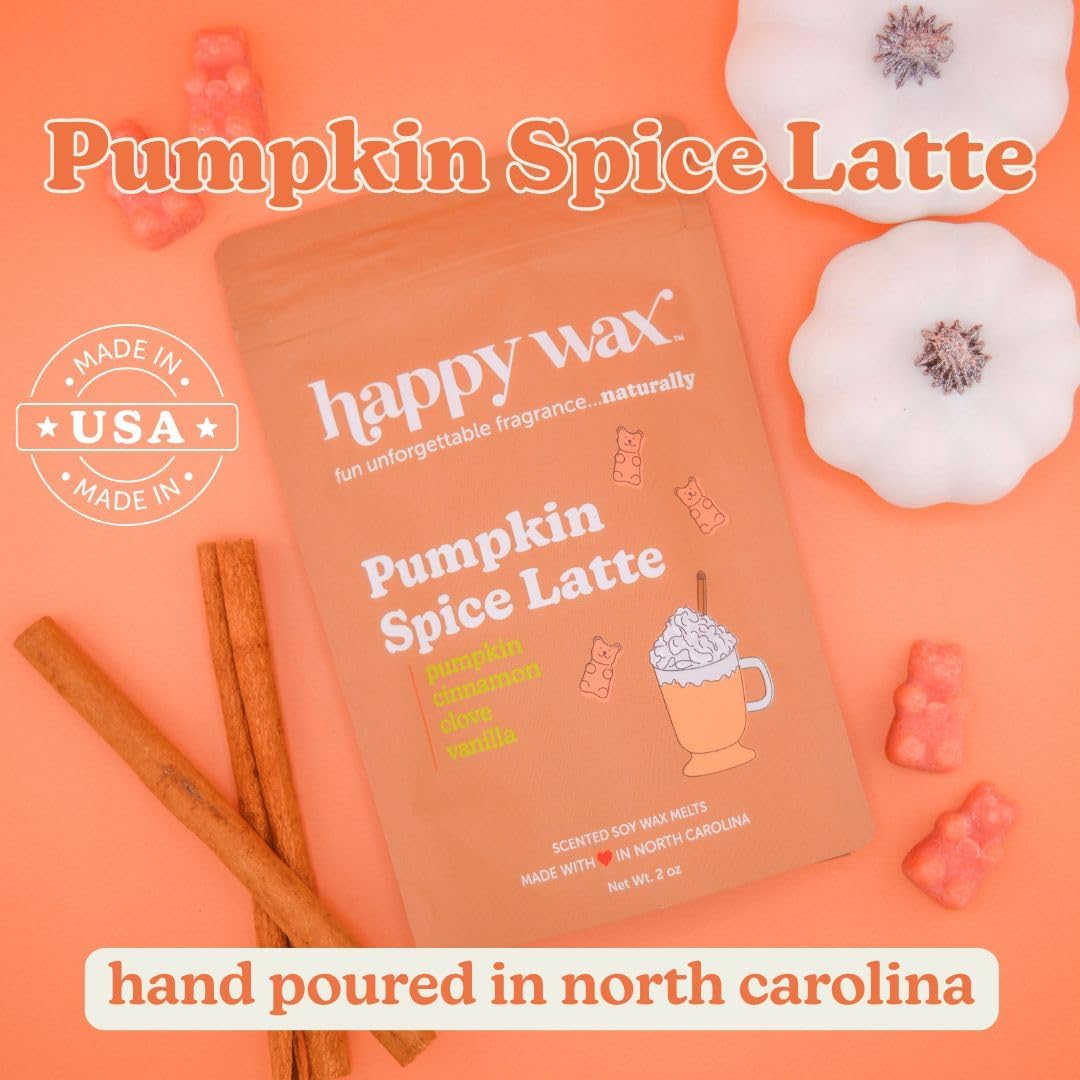 Happy Wax Fall Mix Premium Scented Natural, Non Toxic Soy Wax Melts – 6 Total Oz. of Scented Wax Melts. Includes: Fall Woods, Autumn Breeze, and Pumpkin Spice Latte