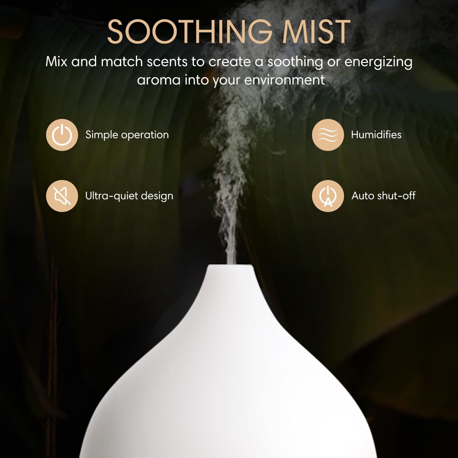 SALKING Aromatherapy Diffuser & Floral Essential Oils Set, 100ml Diffuser Ultrasonic Diffuser Cool Mist Humidifier with 8 Colors Light, Waterless Auto Off for Home Office