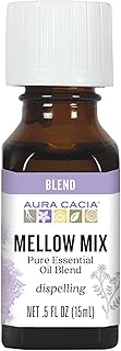 Aura Cacia Mellow Mix Essential Oil Blend | Lavender, Sandalwood, Lemon, Petitgrain, Roman Chamomile, Neroli - Calming Aromatherapy for Diffusion, Topical Use | 0.5 Fl Oz (Pack of 1)