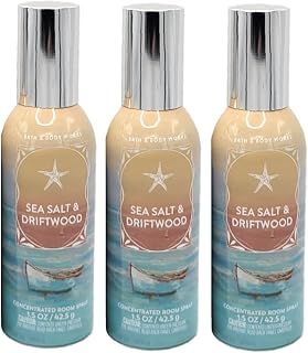 Bath and Body Works Concentrated Room Spray 1.5 oz each - Pack of 3 - Packaging May Vary (Sea Salt and Driftwood)