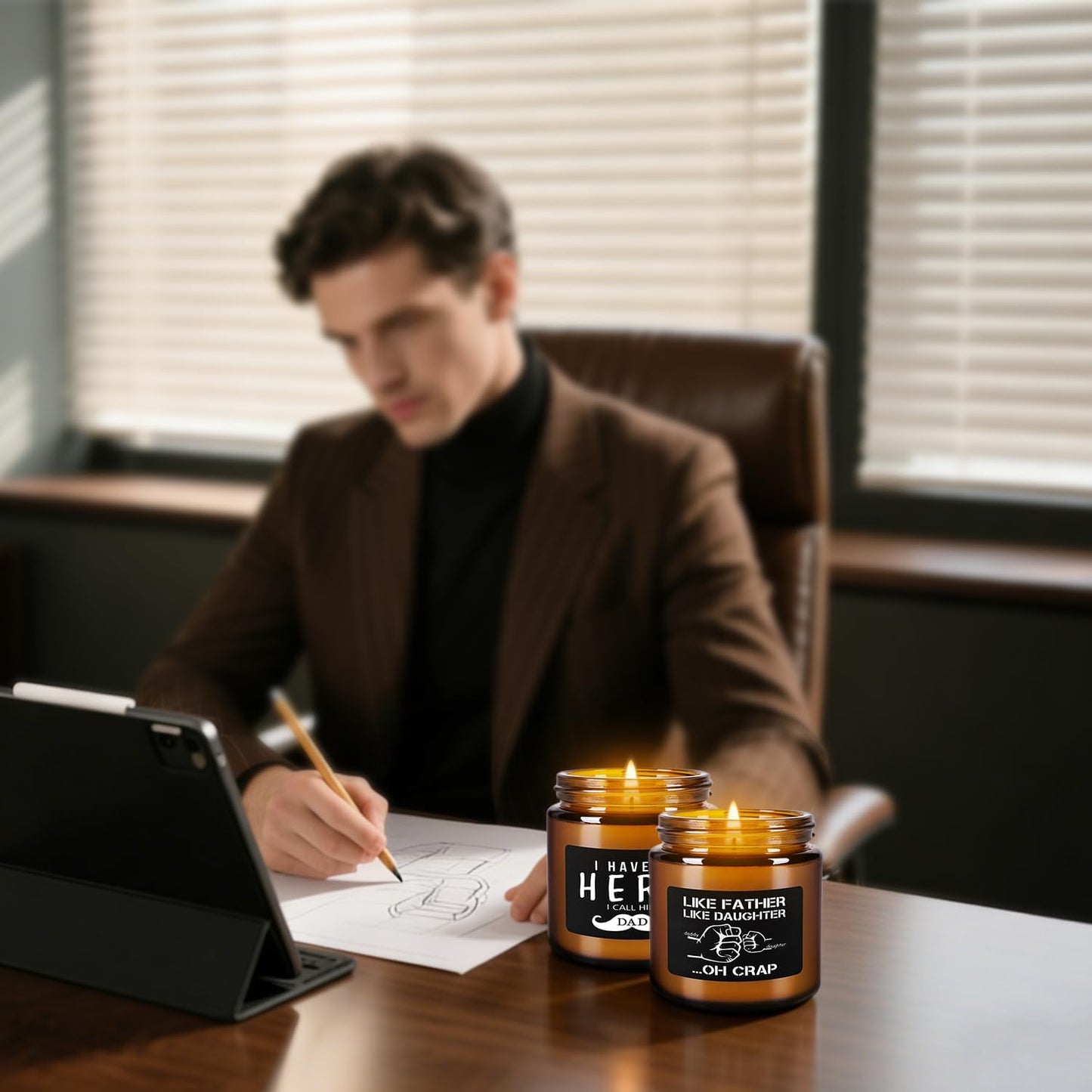 12-Pack Amber Jar Father's Day,Scented Candles, Gift for Dad 3.5oz, Natural Soy Wax and Premium Essential Oils. Ideal for Study Home & Office Aromatherapy.
