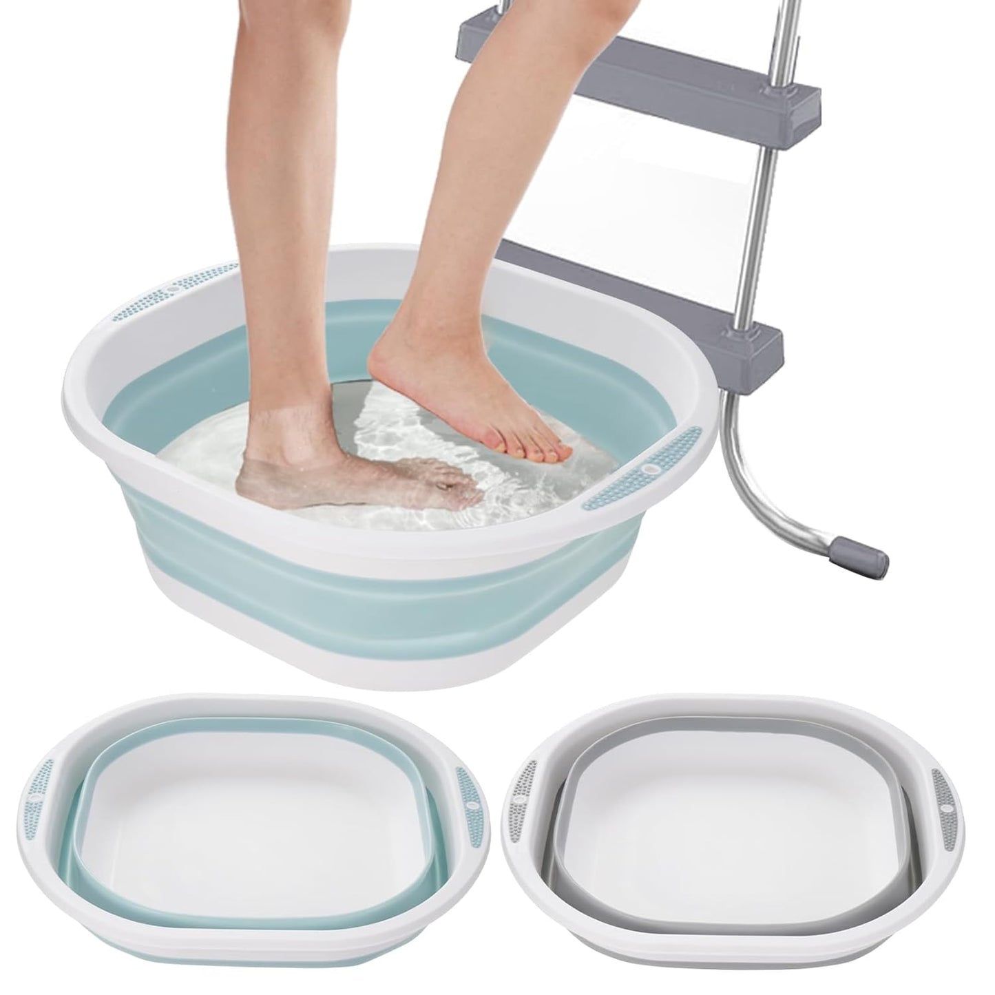 2 Pack Portable Pool Foot Bath,Collapsible Pool Foot Wash Basin Tub Foot Bath Basin for Above Ground Summer Swimming Pools Accessories