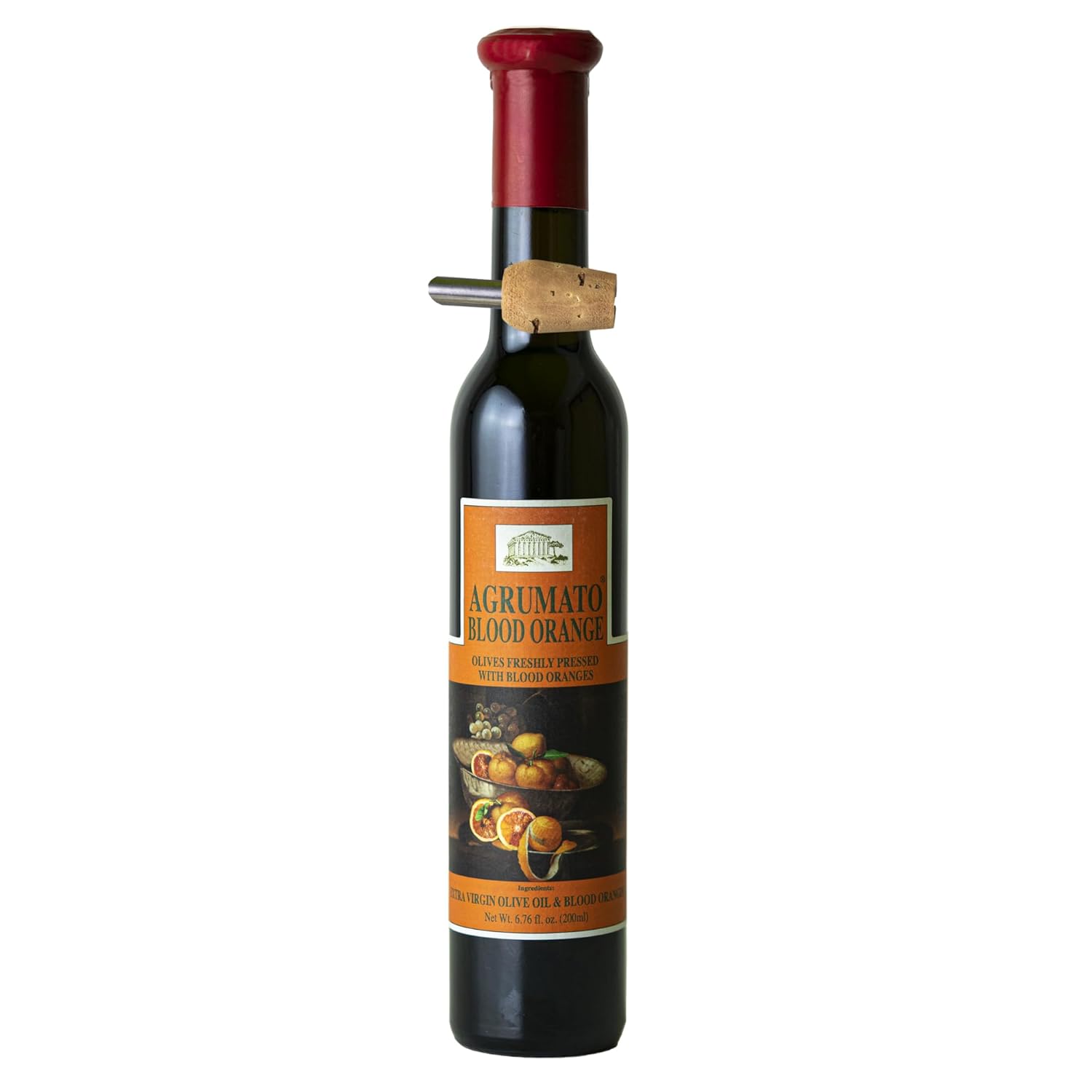 Agrumato Blood Orange Olive Oil, Cold Pressed Italian Extra Virgin with Fresh Citrus Peel, Small Batch Gourmet Finishing Oil for Salads Seafood Pasta Cooking, 6.76 Fl Oz