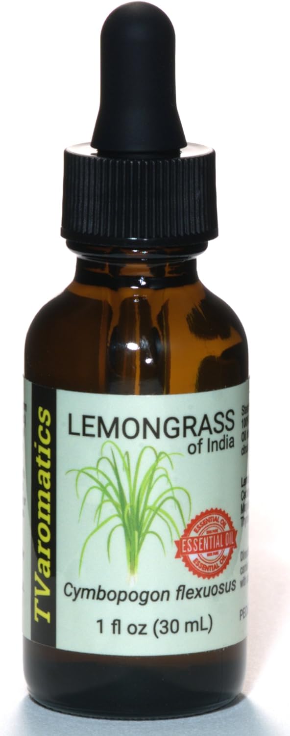 TVaromatics Lemongrass of India 100% Pure Essential Oil – 1 fl oz (30 mL) - Cymbopogon flexuosus