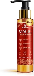 Bealions Magic Body Oil for Women: Firming Hydrating After Shower - Glowing Skin with 8 Natural Oils Almond Rosehip Jojoba - Non-Greasy Formula 3.4 Fl Oz (Cherry Red, Pack of 1)