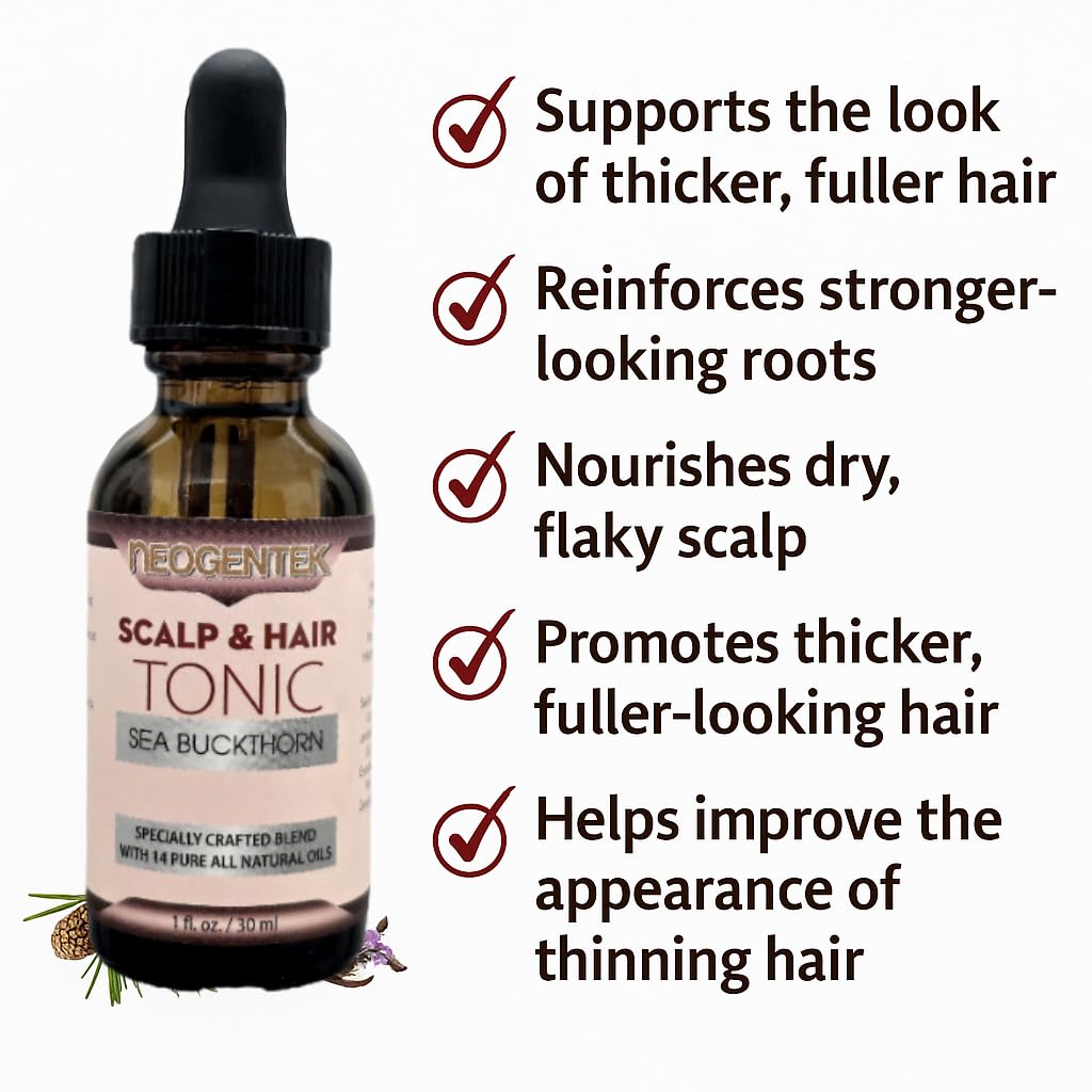 Hair & Scalp Tonic Essential Oil – Made from 14 Botanical Oils for Thicker, Fuller Hair • Root-Strengthening & Scalp-Nourishing Hair Serum • Refreshing Herbal Formula – Made in USA -1 oz