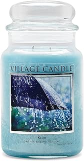 Village Candle Rain Large Glass Apothecary Jar Scented Candle, 21.25 oz, Blue