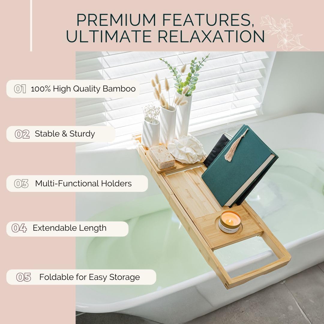 Bathtub Tray and Full Body Bath Pillow Set - Foldable Bath Tray for Tub and Full Body Bath Cushion for Ultimate Relaxation - Perfect Self Care Gift, Bath Accessories for Women, Spa Gifts for Women.