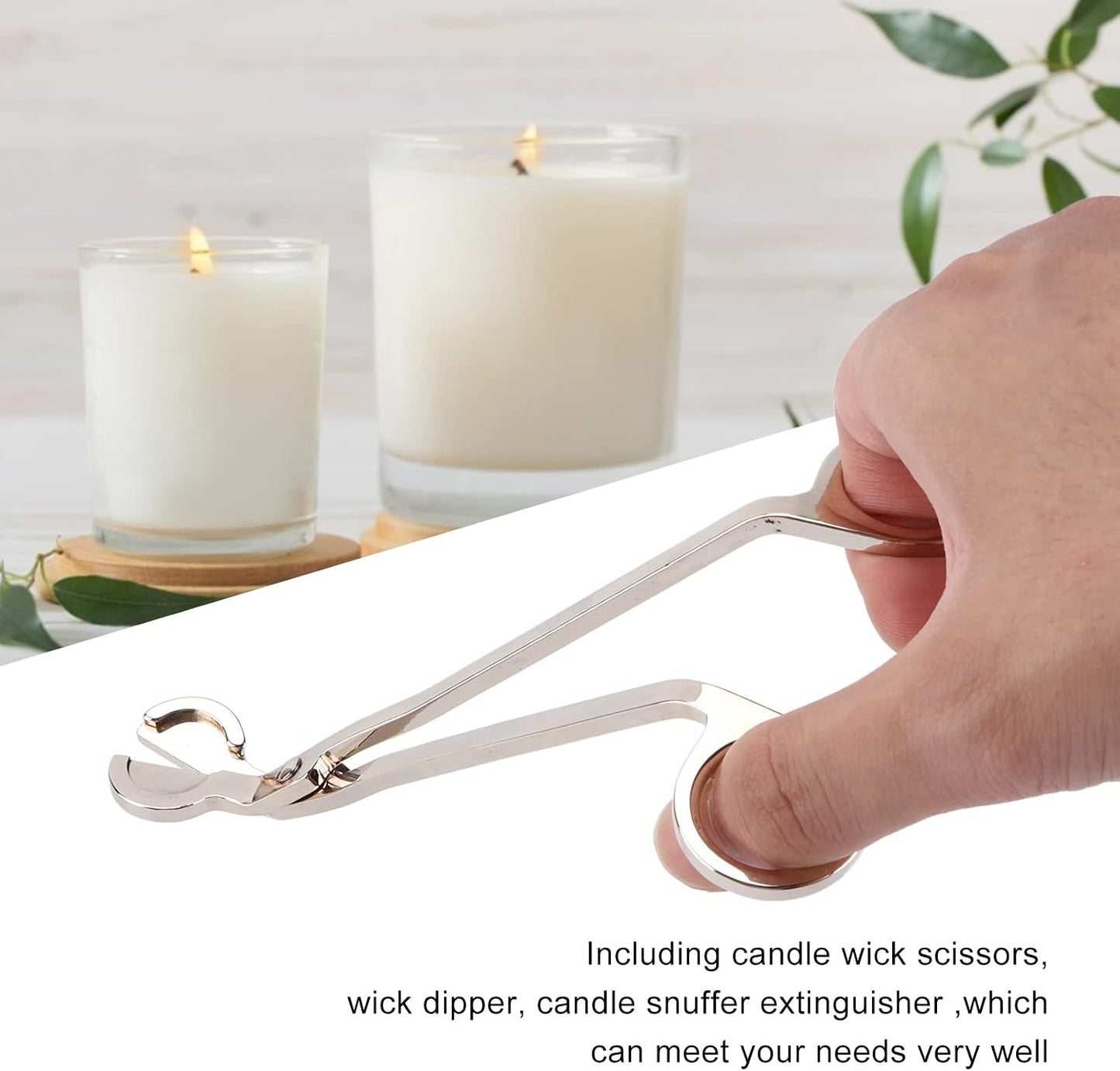 3 in 1 Candle Accessory Set, Candle Wick Trimmer Cutter Wick Dipper with Long Handle for Home Use
