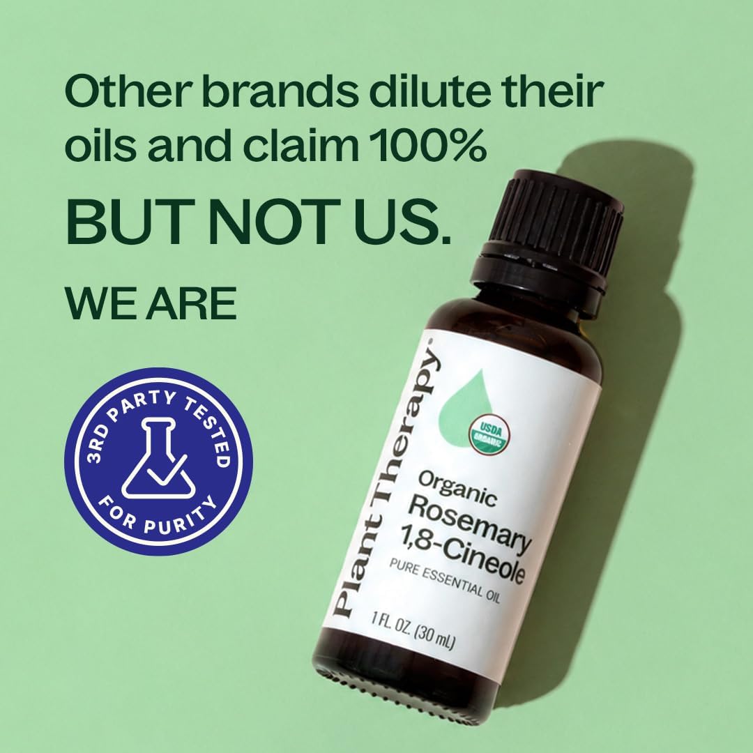 Plant Therapy Organic Rosemary Essential Oil 30 mL, Great for Hair Growth