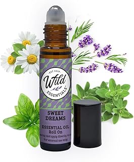 Wild Essentials Sweet Dreams Essential Oil Roll On, 10ml for Sleep, Restless Legs, Made with 100% Pure, Premium Grade Essential Oils and Organic Jojoba Oil, Ready to Use, Moisturizer, All Natural
