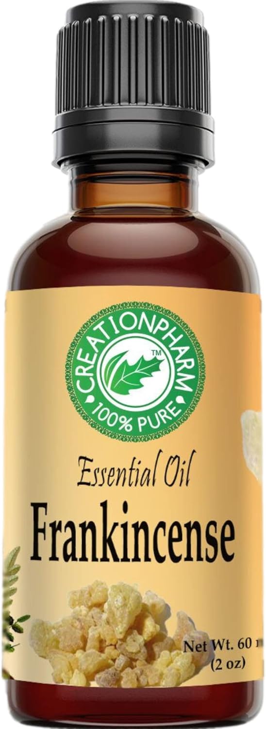 Creation Pharm Frankincense Essential Oil 2 oz Therapeutic Grade 100% Pure Aceite esencial de incienso Premium Olibanum Aromatherapy for Spa Diffuser Office Home Economy Size