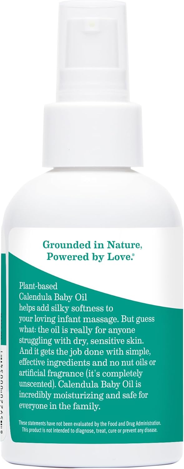 Earth Mama Calendula Baby Oil - Body and Massage Oil for Newborns and Infants - 4 fl oz - Fragrance-Free - Dry Skin & Scalp Moisturizer