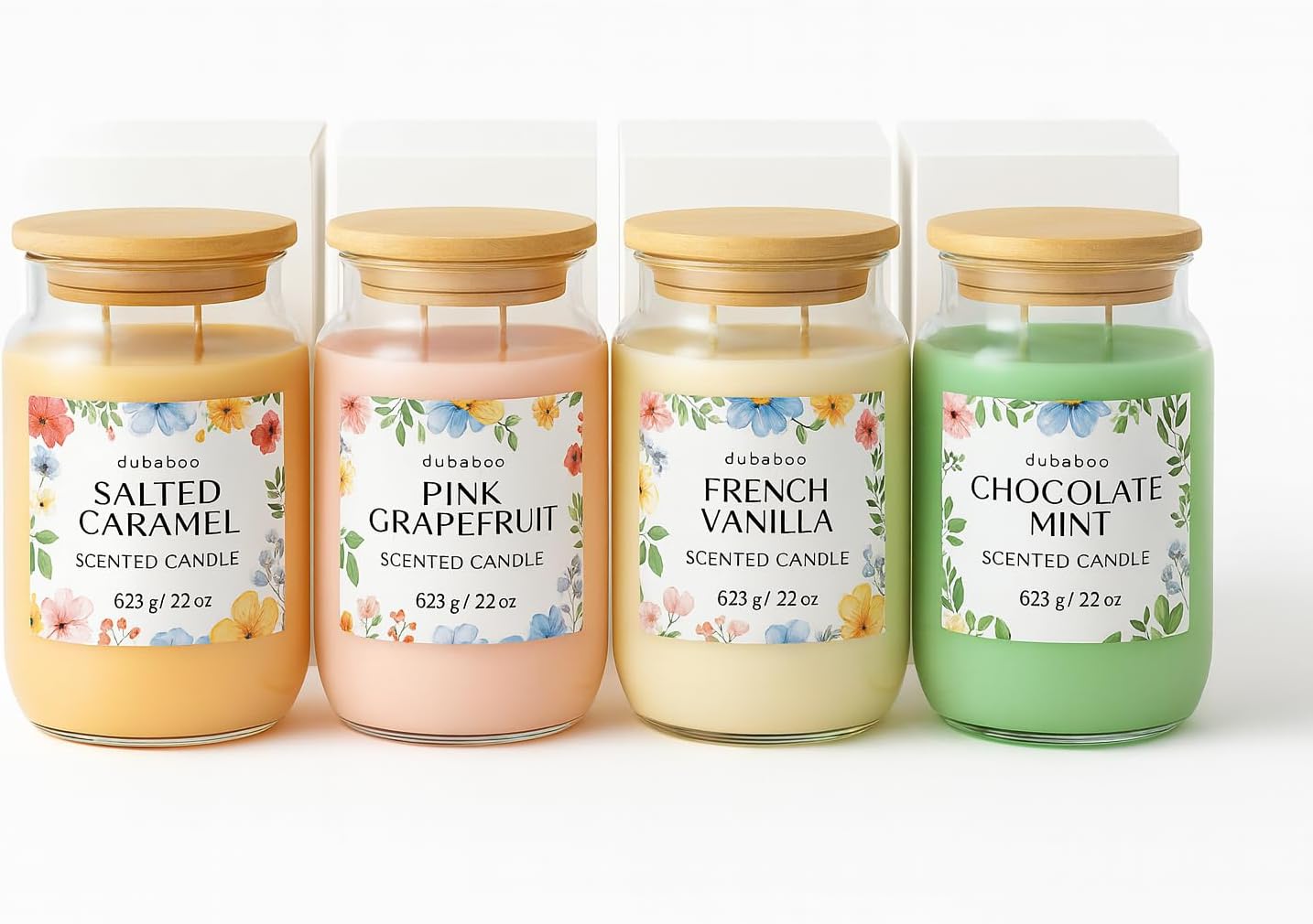 Large 22oz Soy Candle – Long Lasting 80+ Hour Burn, Hand Poured Clean Burning Scented Candle with Cotton Wick, Reusable Glass Jar – Chocolate Mint | DUBABOO
