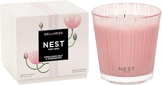 NEST New York Scented 3-Wick Candle, Himalayan Salt & Rosewater - 21.2 oz - Up to 100-Hour Burn Time - Reusable Glass Vessel