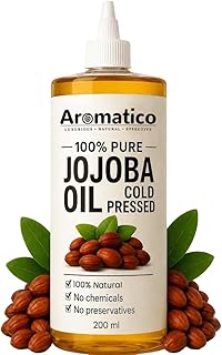 Aromatico 100% Pure Cold Pressed Jojoba Oil – 7 Fl Oz | Natural Hair, Face & Body Oil – Lightweight Moisturizing Carrier Oil for Dry Scalp, Skin Care, Beard, Cuticles & Massage