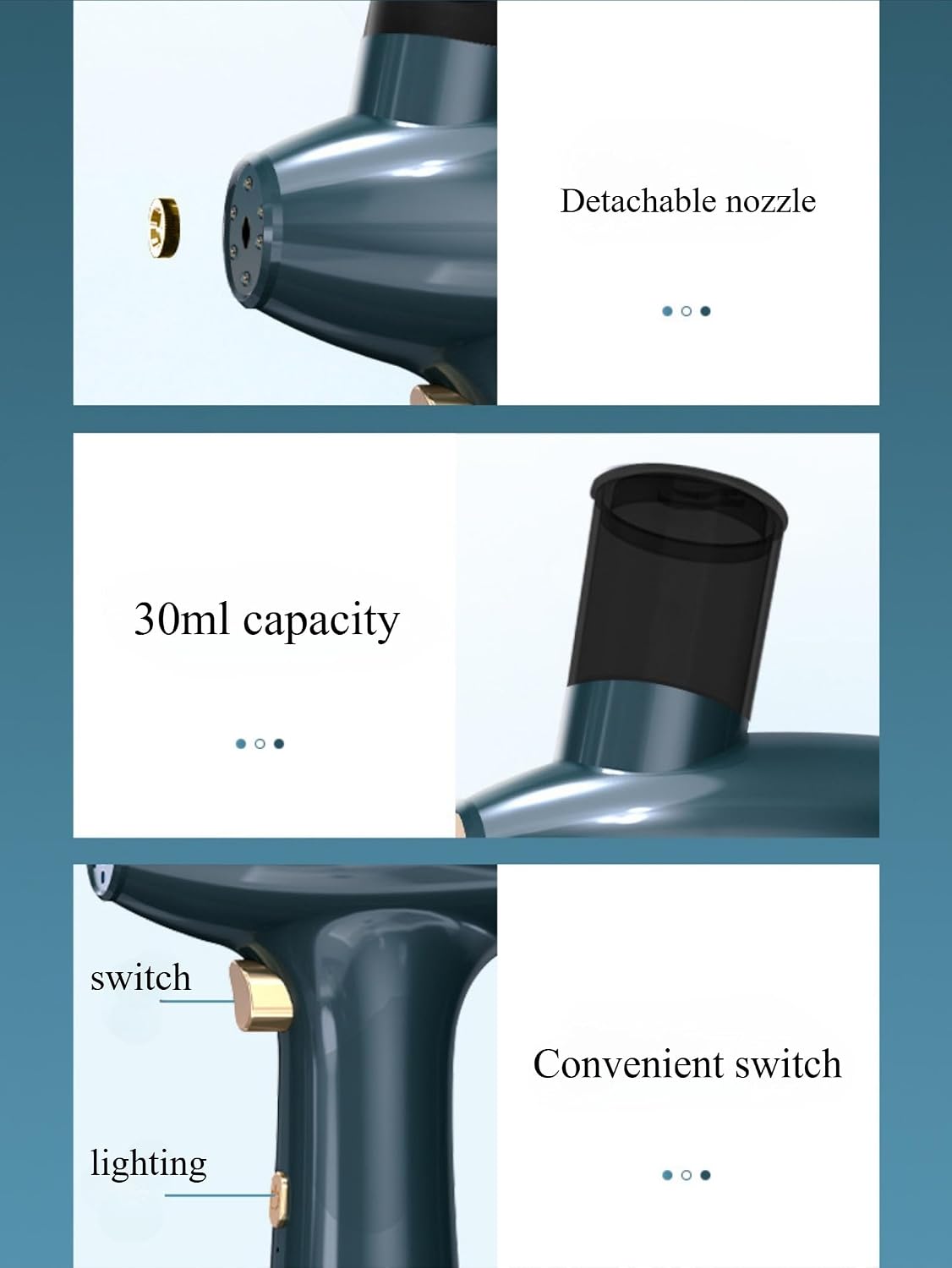Nano Facial Mister, 0.38mm Fine Mist for Dry, Oily, Sensitive Skin,face Steamer for Facial(Not Heated),Face Nano Spray，Handheld Face Mister，Hydration，Facial Mist