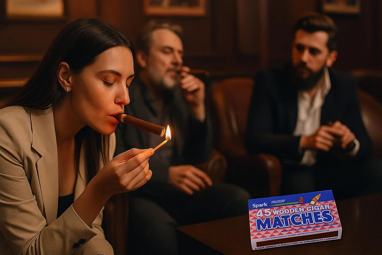 Spark 2-Pack Cigar Matches – 90 Wooden Sticks (45 per Box) – 98mm Long Safety Matchsticks for Cigars, BBQ & Home Use