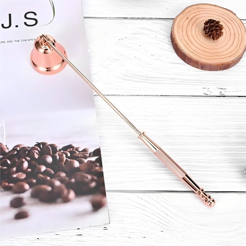 2PCS Candle Snuffer, Extinguish Candle Flame Safely with Long Handle Putting Out Fire, Candle Extinguisher Tool (Rose Gold)