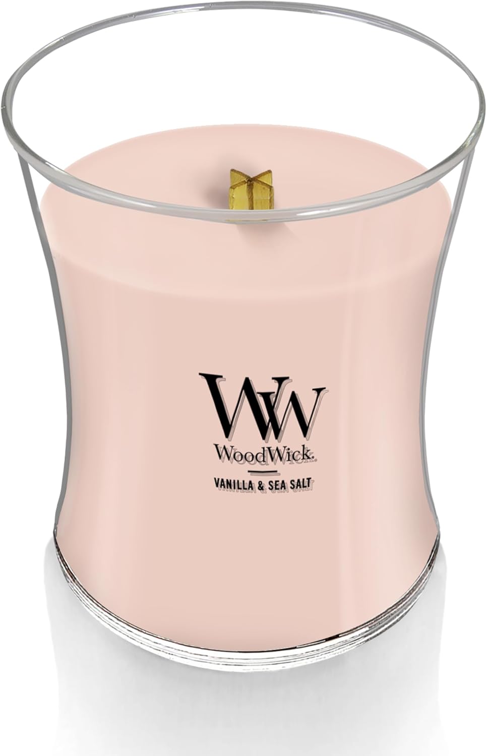 WoodWick Vanilla & Sea Salt Gifts for Women and Men, 9.7 oz Medium Hourglass Candle with Crackling Wick