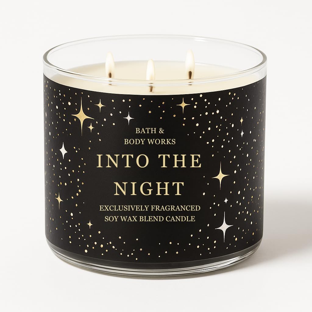 Bath & Body Works Into the Night 3‑Wick Candle 14.5 oz (411 g) – Raspberry Noir · Velvet Rose Petals · Mocha Musk