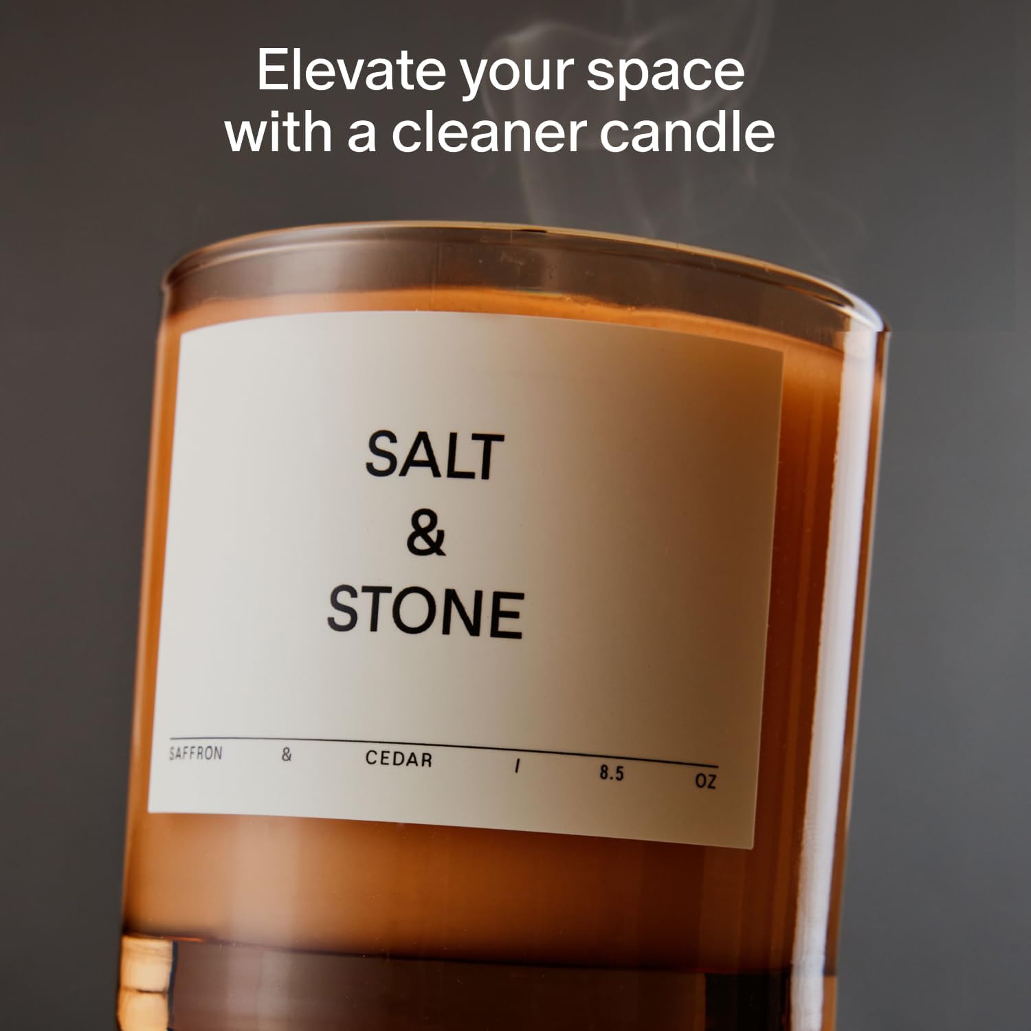 Salt & Stone Scented Candle for Women & Men | Coconut & Soy Blend Wax | Hand-Poured, Aromatic & Fragrant | 100% Cotton Wick | Long-Lasting 50 Hour Burn Time | Saffron & Cedar 8.5 oz