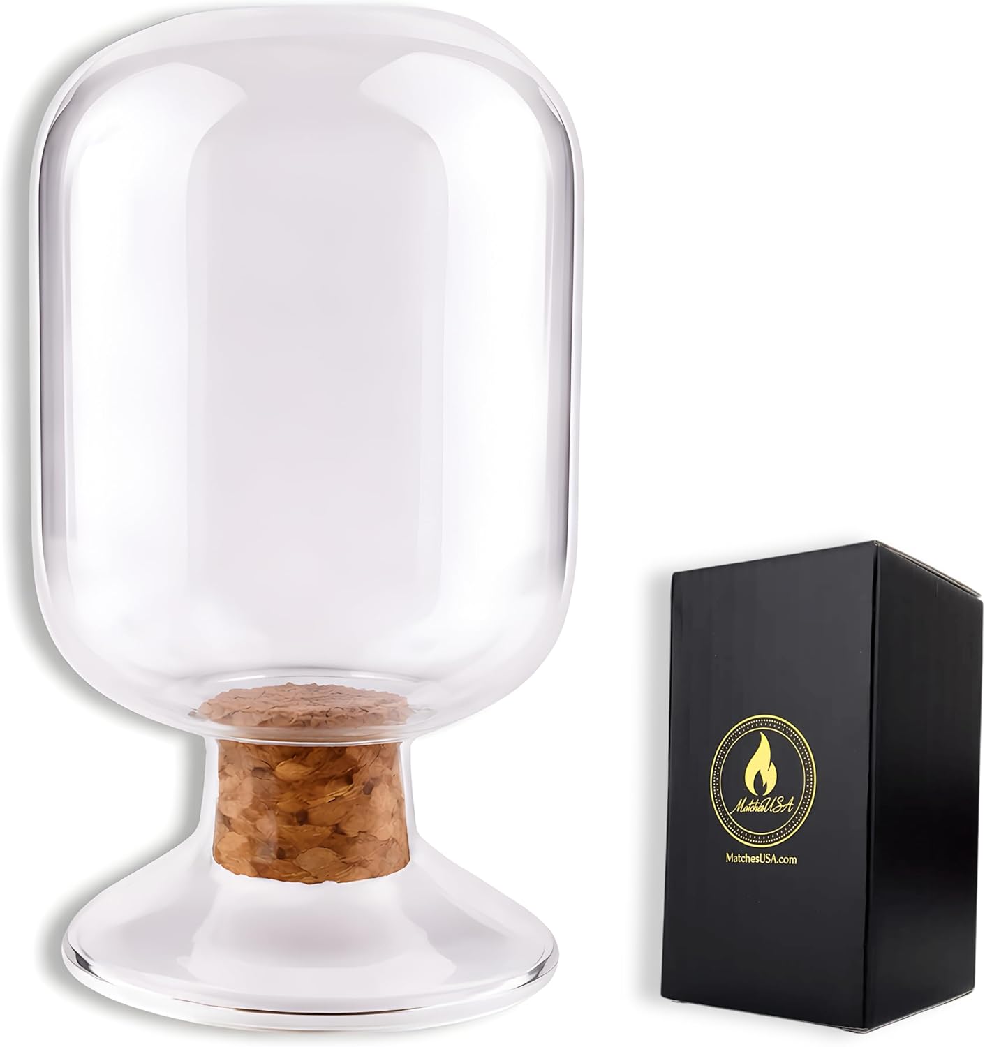 Decorative Glass Matches Cloche (Bottle ONLY) | Long Match Holder Jar for Farmhouse Coffee Table | Trending Gift Ideas Cute Candle Display