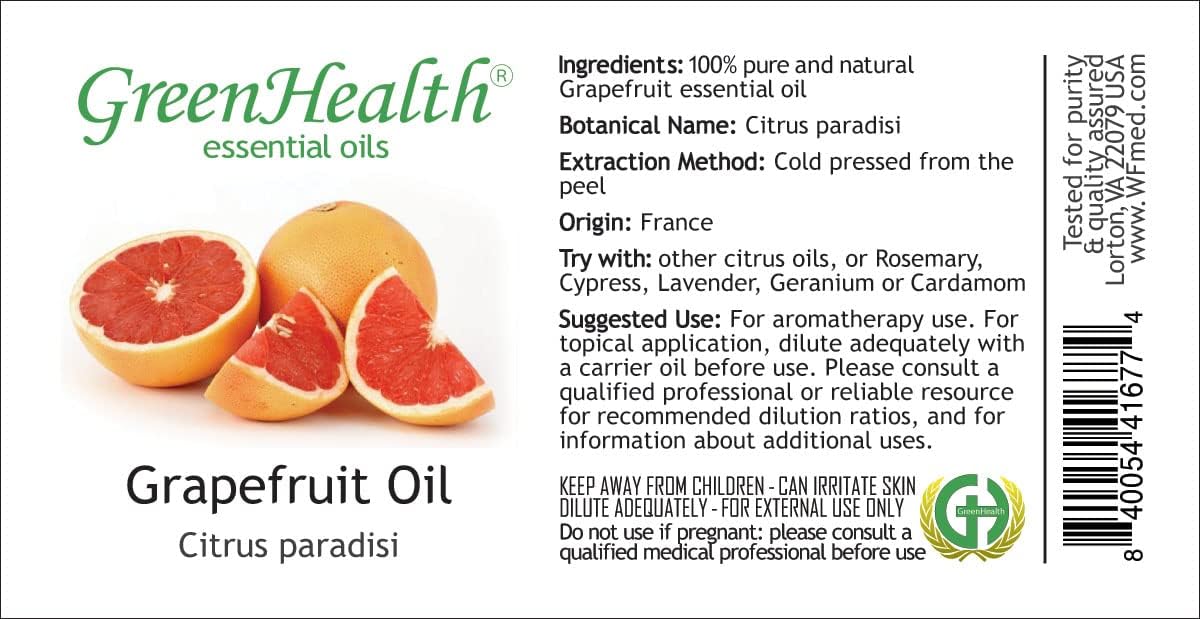 GreenHealth Grapefruit (Pink)– 4 fl oz (118 ml) Glass Bottle w/Cap – 100% Pure