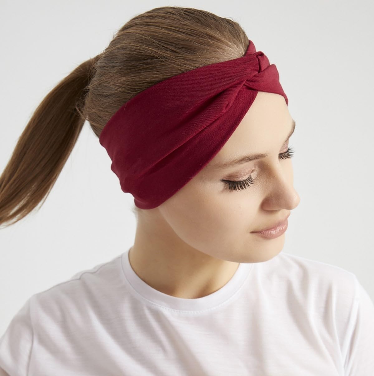 Wide Headbands for Women – Soft Cotton Twist Headband, 3.95" Extra Wide, Non Slip Workout Yoga Hair Band – One Size