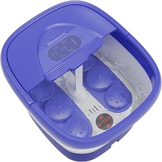Collapsible Foot Spa with Heat and Remote, Heated Foot Bath Massager with Timer, and 24 Motorized Shiatsu Massage Balls, Foot Soaking Tub Supports Hot/Cold Water Soaking
