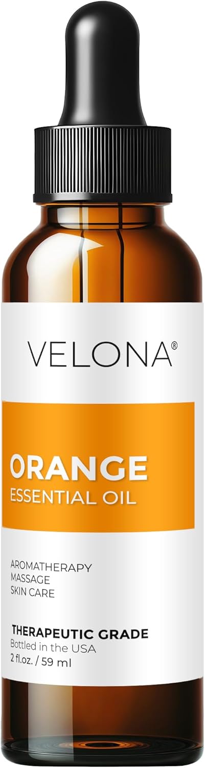 Orange Essential Oil by Velona - 2 Fl Oz | Therapeutic Grade | for Aromatherapy Diffuser, Massage, Skincare, Haircare, Soapmaking | Undiluted