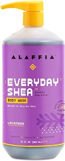Alaffia - EveryDay Shea Body Wash, Naturally Helps Moisturize and Cleanse without Stripping Natural Oils with Shea Butter, Neem, and Coconut Oil, Fair Trade, Lavender, 32 Fl Oz