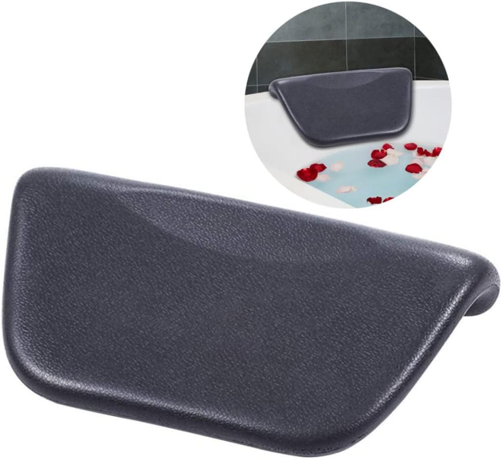 1PC Bath Pillow PU Leather Bath Spa Cushion Bathtub Ergonomic Head Neck Rest Support for Home Hot Tub Black