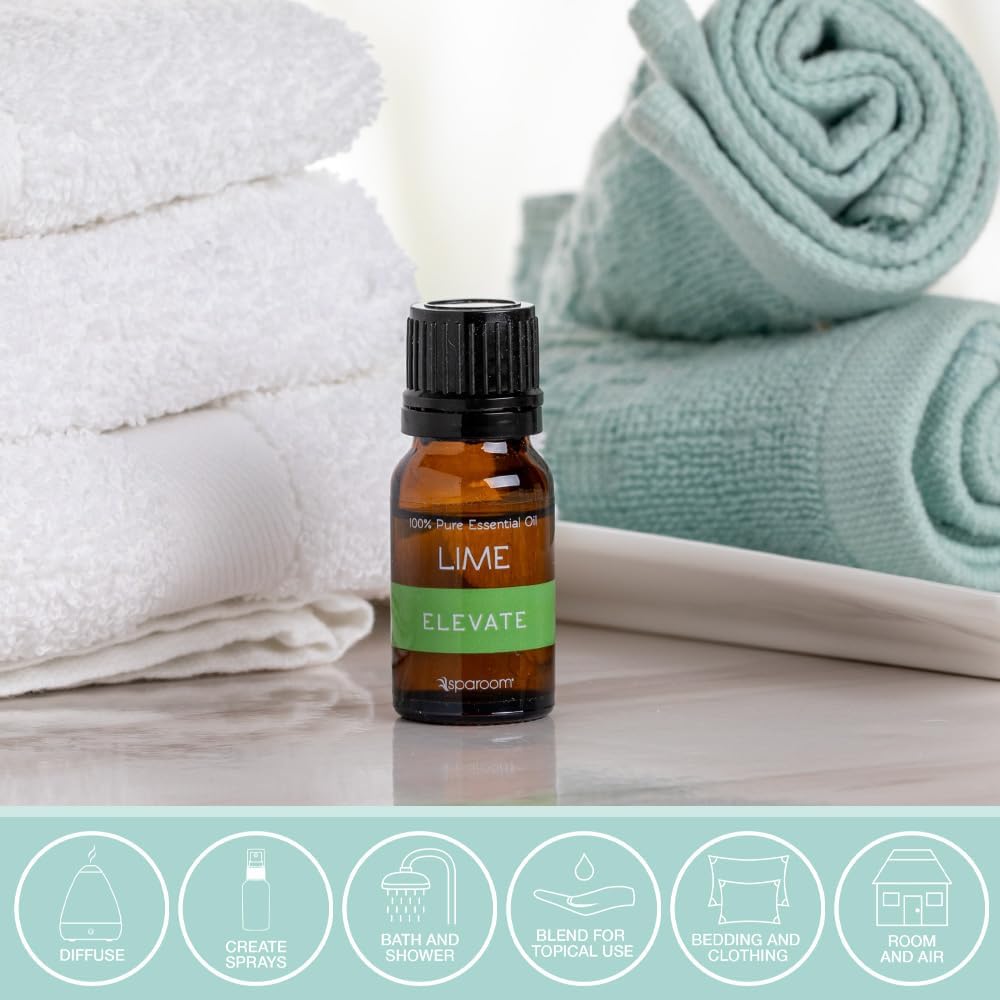 SpaRoom Aromatherapy 100% Pure Undiluted Essential Oil, Elevate Lime, 10 mL
