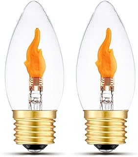 Sunaiony LED Flickering Light Bulbs E26 Flame Effect Bulb Standard Base, Fire Light Bulbs for Halloween Christmas Decoration, 2 Pack