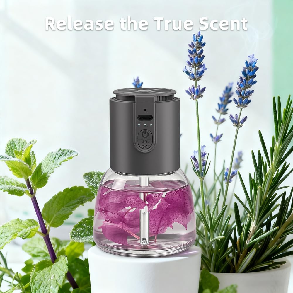Waterless Essential Oil Diffuser-Quiet,Cordless Rechargeable Nebulizer with 3 Mist Modes,120ml Refillable Bottle,Long Runtime-Portable for Bedroom,Bathroom,Office,Travel