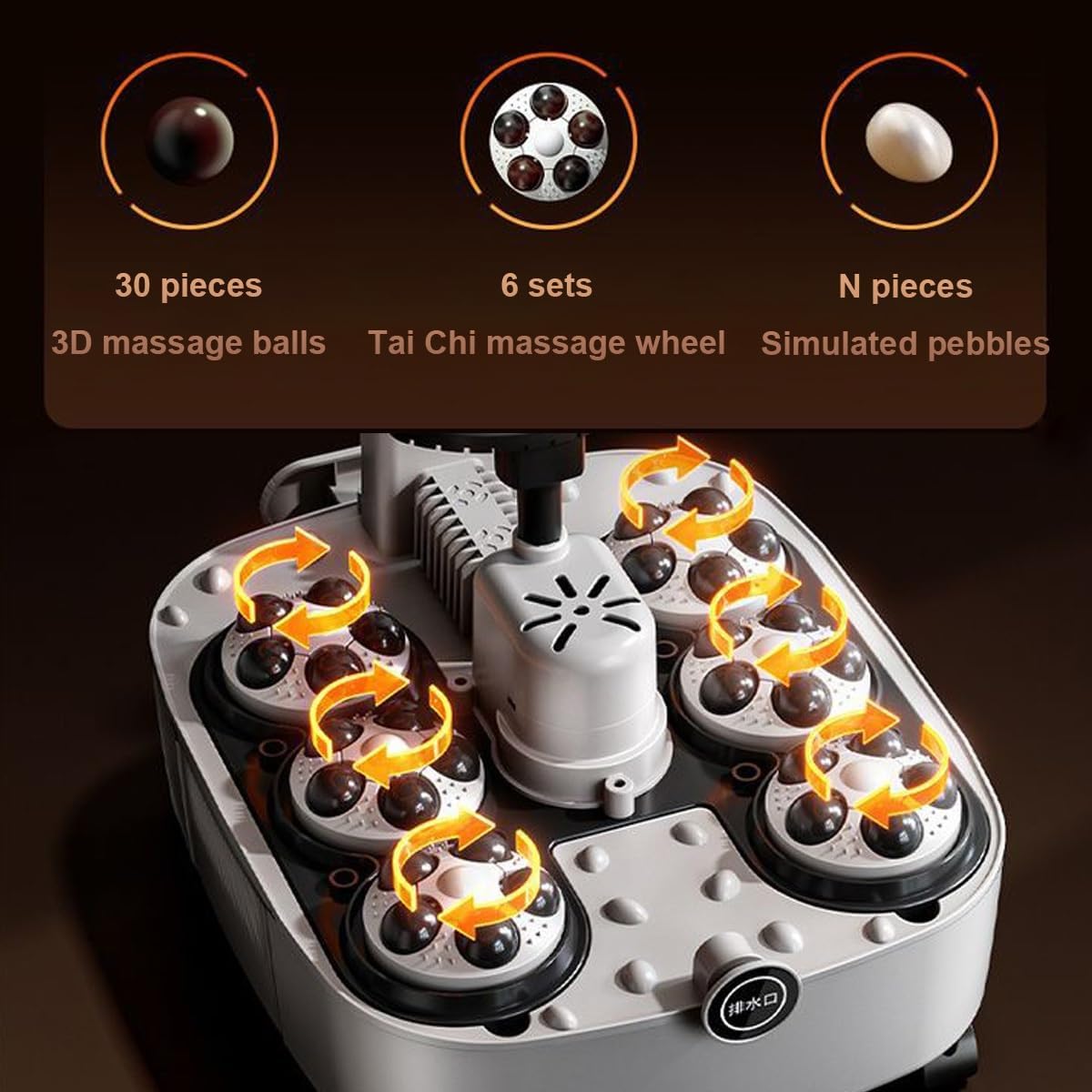 Foot Massager spa, Foot Spa Bath Massager, with Circulation Heat, Tub for Stress Relief, with Heat and Massage Rollers, for Relaxation & Pain Relief - Gifts(White-A)
