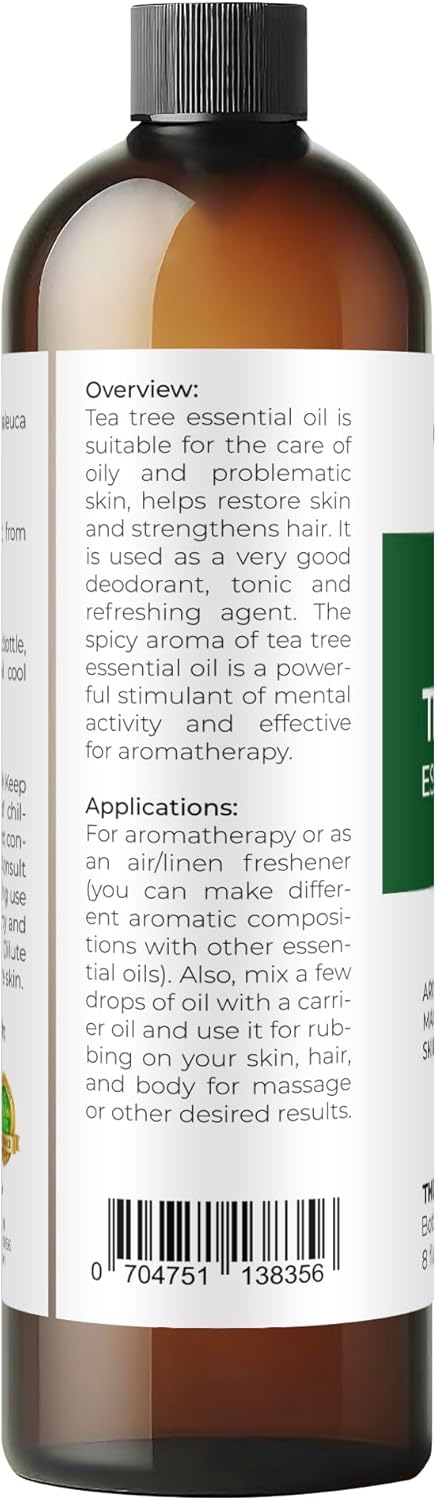 Tea Tree Essential Oil by Velona - 8 Fl Oz | Therapeutic Grade for Aromatherapy Diffuser Undiluted