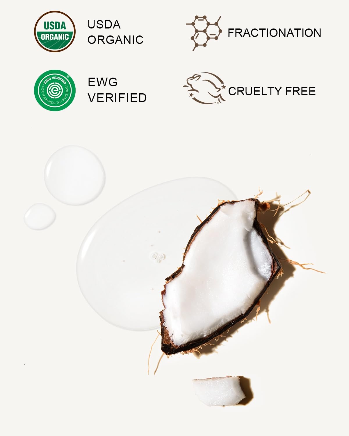 Yoken USDA Certified Fractionated Coconut Oil for Skin 16 Oz, Organic Liquid Coconut oils, Moisturizer for Hair, Face, Body, Carrier oil for Essential Oils Mixing, Massage, Hexane Free, Unscented