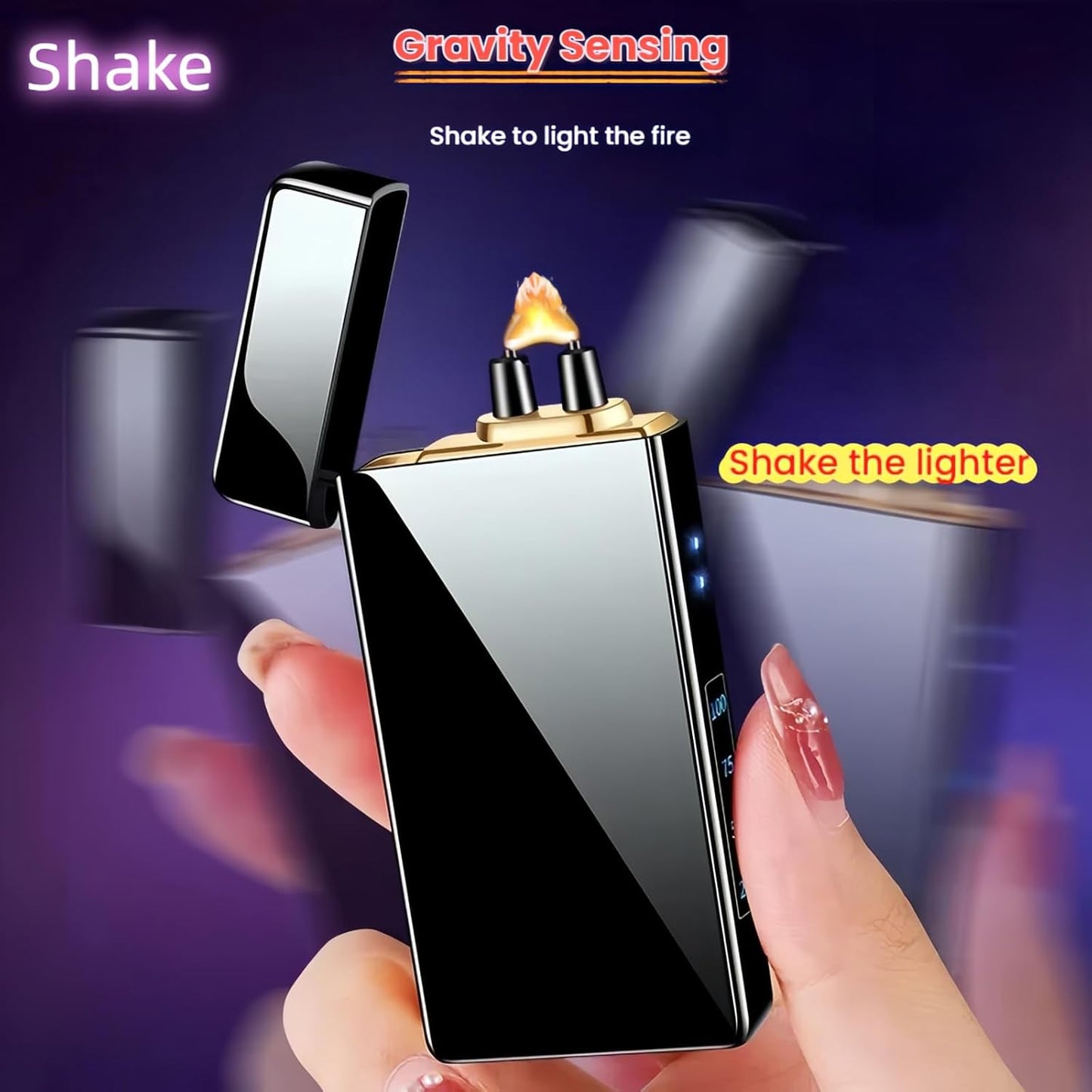Smart Electric Lighter with 4 Ignition Modes, High Power Pulse Plasma Arc Lighter, Windproof Electronic Lighters, Rechargeable USB Lighters with Safety Lock (Silver Ice)