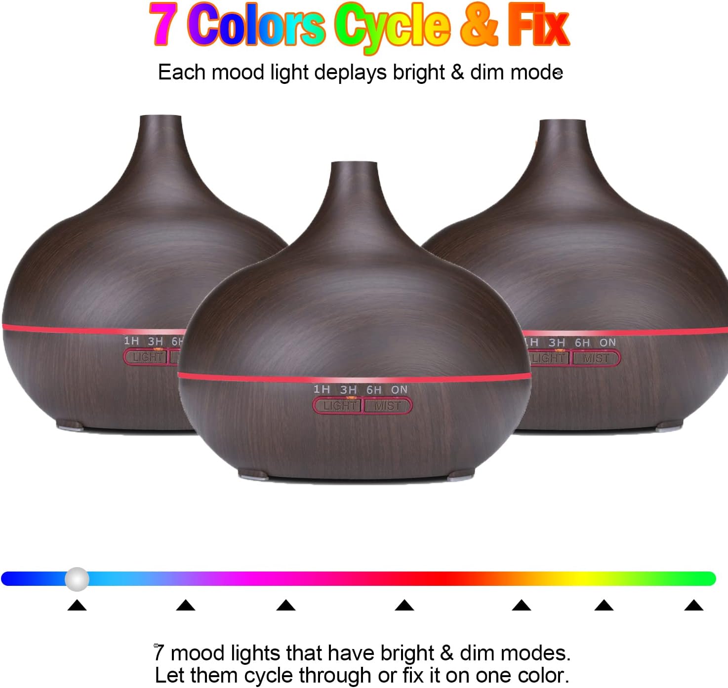 Diffusers for Essential Oils Large Room 550ml Aroma Diffuser for Home, Ultra Quiet Aromatherapy Essential Oil Diffuser, Ultrasonic Cool Mist Humidifier with 7 Light Colors, Timer Setting